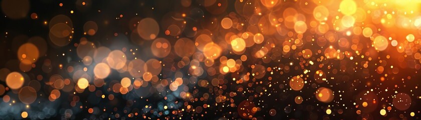 Abstract orange and yellow bokeh lights on dark background