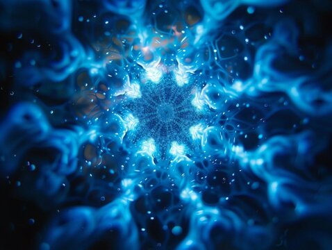 fractal zoom of a glowing blue orb