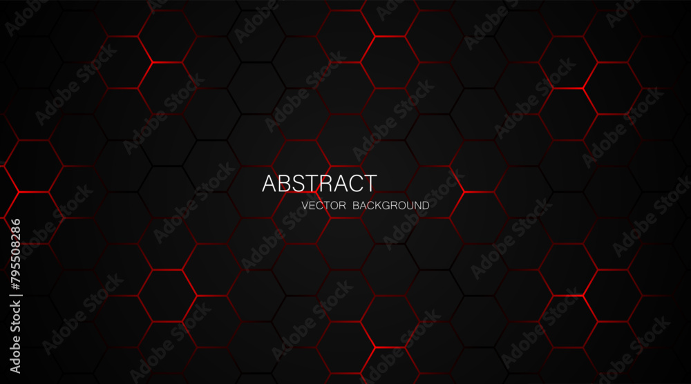 Aufkleber Black steel mesh background with red glow lines with empty space for design. Modern technology innovation concept. vector illustration background	