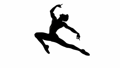 Silhouette of professional dancer on white background.
