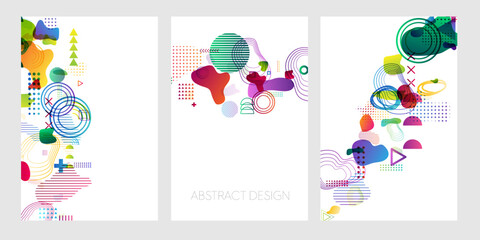 Geometric shape design. Vector illustration with abstract colorful decoration elements. Flyers collection.
