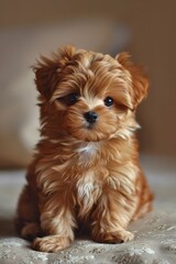 This tiny puppy basks in a gentle sunbeam