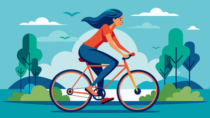 women-bicycle vector 