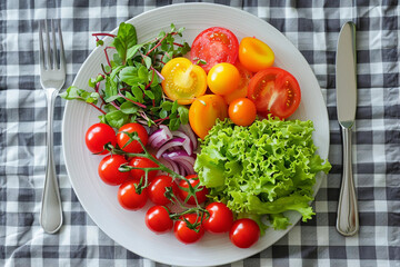 Clean healthy eating, healthy diet concept. Plate with salad.