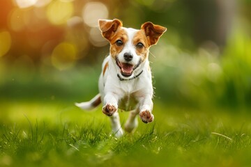 Energetic Jack Russell terrier jumping with joy, adding a sense of fun to any project
