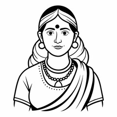 working-indian-mother-line-art-image