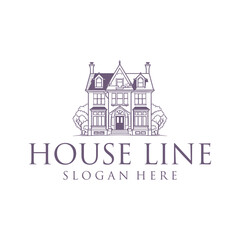 House line, building and real estate logo vector illustration