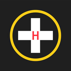 The H helipad icon. Helicopter landing pad. Hospital Helipad. Vector illustration