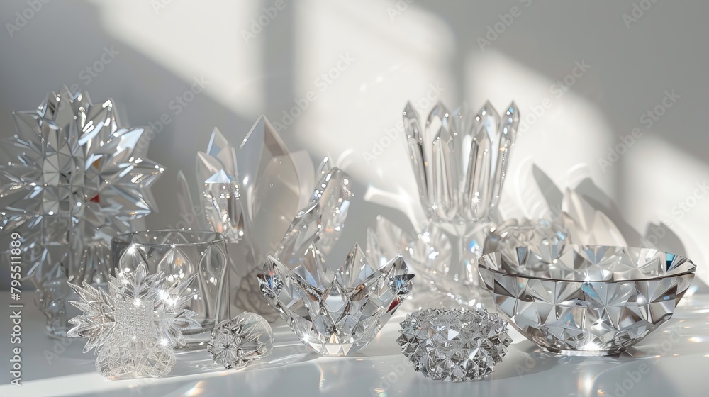 Poster exquisite crystal arrangements adding a touch of opulence and luxury to a pristine white background