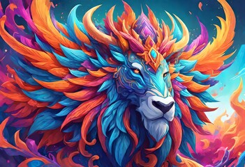 Colourful lion painted 