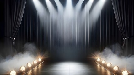 a stage with lights and a spotlight on it