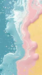 Abstract Marbled Pastel Textures in Blue, Pink, and Yellow Color Scheme. - 795513093