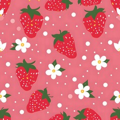 strawberry seamless pattern with a pink background