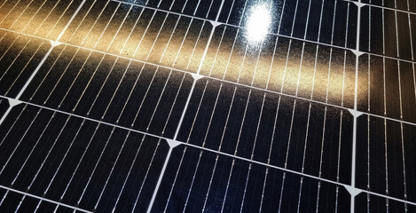 close up solar cell panel background. clean energy solar panel silicon texture. flat surface of electricity generating panel for sustainbility, technology concept.