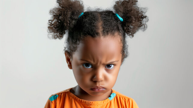 Angry African-American girl pouting