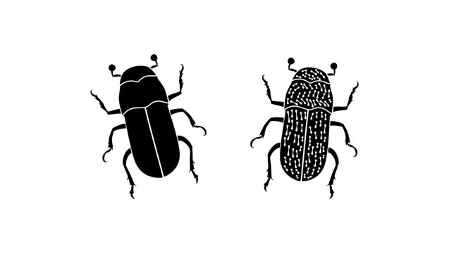 Bark-beetle, black isolated silhouette