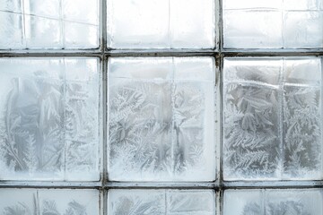Frosty windowpane texture against a transparent white surface, adding a touch of wintry charm