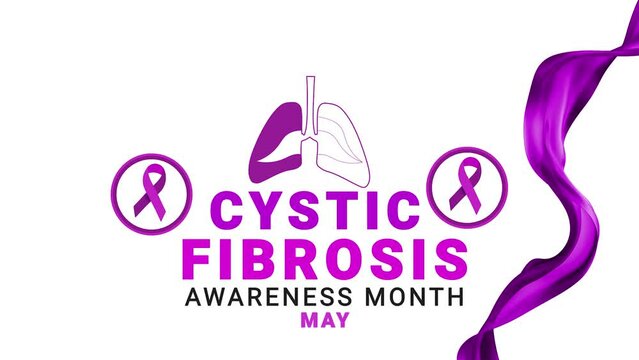 Cystic fibrosis awareness month. Purple color ribbon wave and Lung motion.