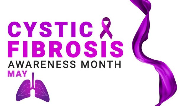 Cystic fibrosis awareness month. Purple color ribbon wave and Lung motion.