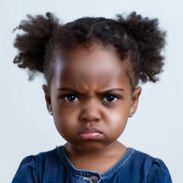 Angry African-American girl pouting