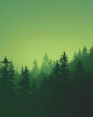 Abstract green gradient background with blurred forest silhouette Minimalist design with a green color scheme, vector illustration in high resolution, high quality, high detail and high definition wit