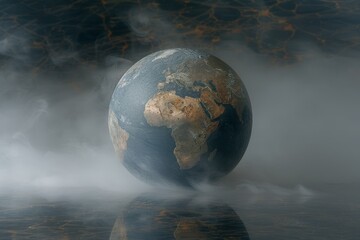 A globe surrounded by smoke and mist.