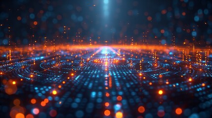 Obraz premium Binary code in orange and blue