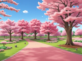 tree and garden cartoon 3d animation illustration.