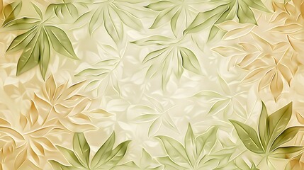 texture of beige and green Japanese paper  leaf seamless pattern