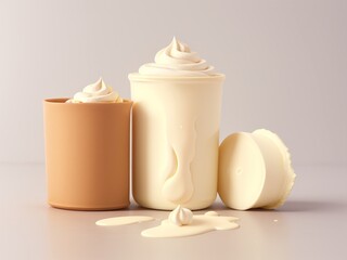 Food cream product illustration and food cream cup

