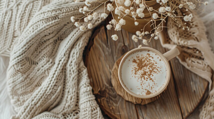 Obraz na płótnie Canvas A cup of coffee on wooden table