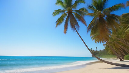 Beautiful beach with palm at the ocean
