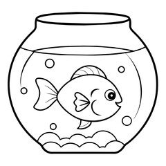 fish in a bowl vector illustration