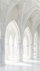 Fototapeta premium Pristine white cathedral facade minimalist marble design with elegant arches