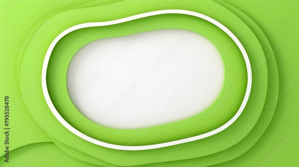 Poster frame made of abstract organic neon green color paper cut overlapping paper waves texture background