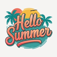 Fototapeta na wymiar hello summer t shirt design,Print Summer t-shirt design
