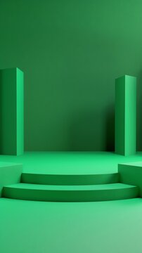 Colorful green empty studio background for product display presentation and wallpaper design, with soft light from the top left corner of an open space room Hyper-Realism