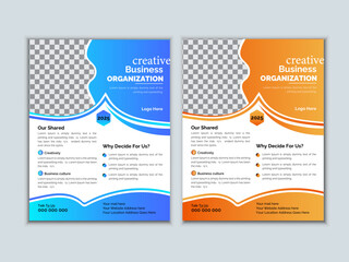 Corporate modern business flyer design with abstract shapes