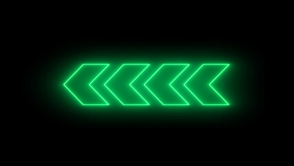 Rendering of glowing neon arrows on a black background. Flashing direction indicators. See my portfolio for more color or design images. - obrazy, fototapety, plakaty