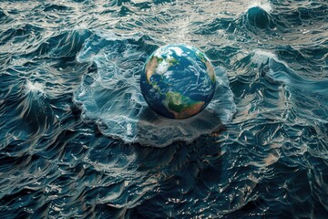 Planet under the ocean. World Ocean Day concept.