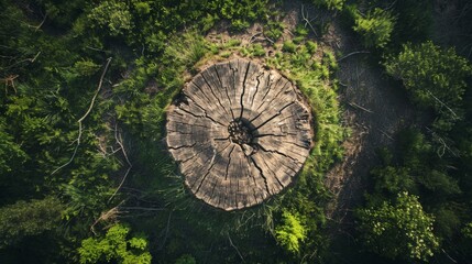 View of a Tree Stump in Forest