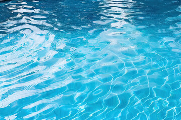 Blue water swimming pool with white clouds