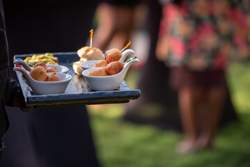 Food being served to guests at a party