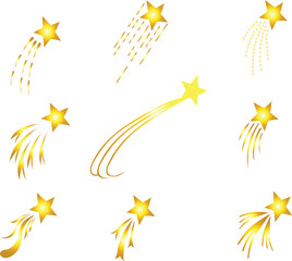 Fototapeta na wymiar set of shooting stars set of golden stars