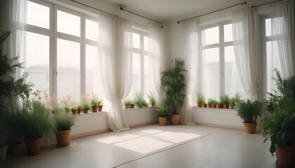 modern living room with big windows