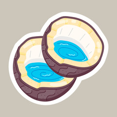 Dried and Fresh Coconuts Flat Stickers 
