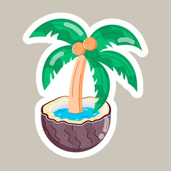 Dried and Fresh Coconuts Flat Stickers 
