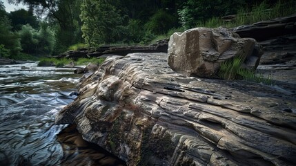 Fototapeta na wymiar Extreme Detail of Organic Riverbank Stone Texture