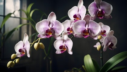purple orchid in studio background