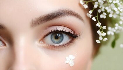 close up of a beautiful female face, romantic and delicate